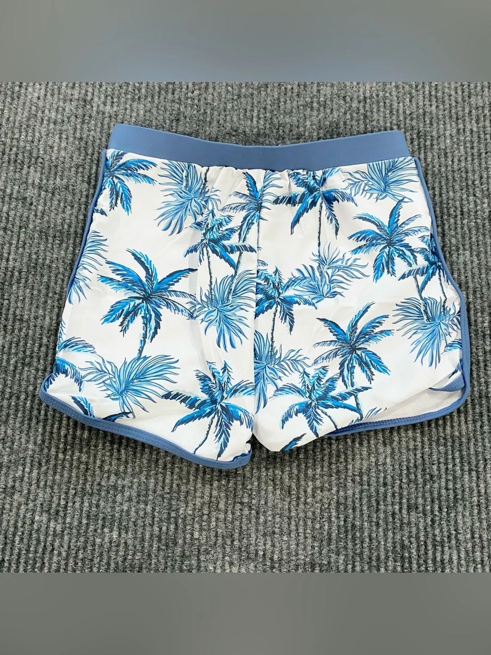 Kids Blue Palm Tree Tropical Rash Guard and Swim Shorts Set Size 12T